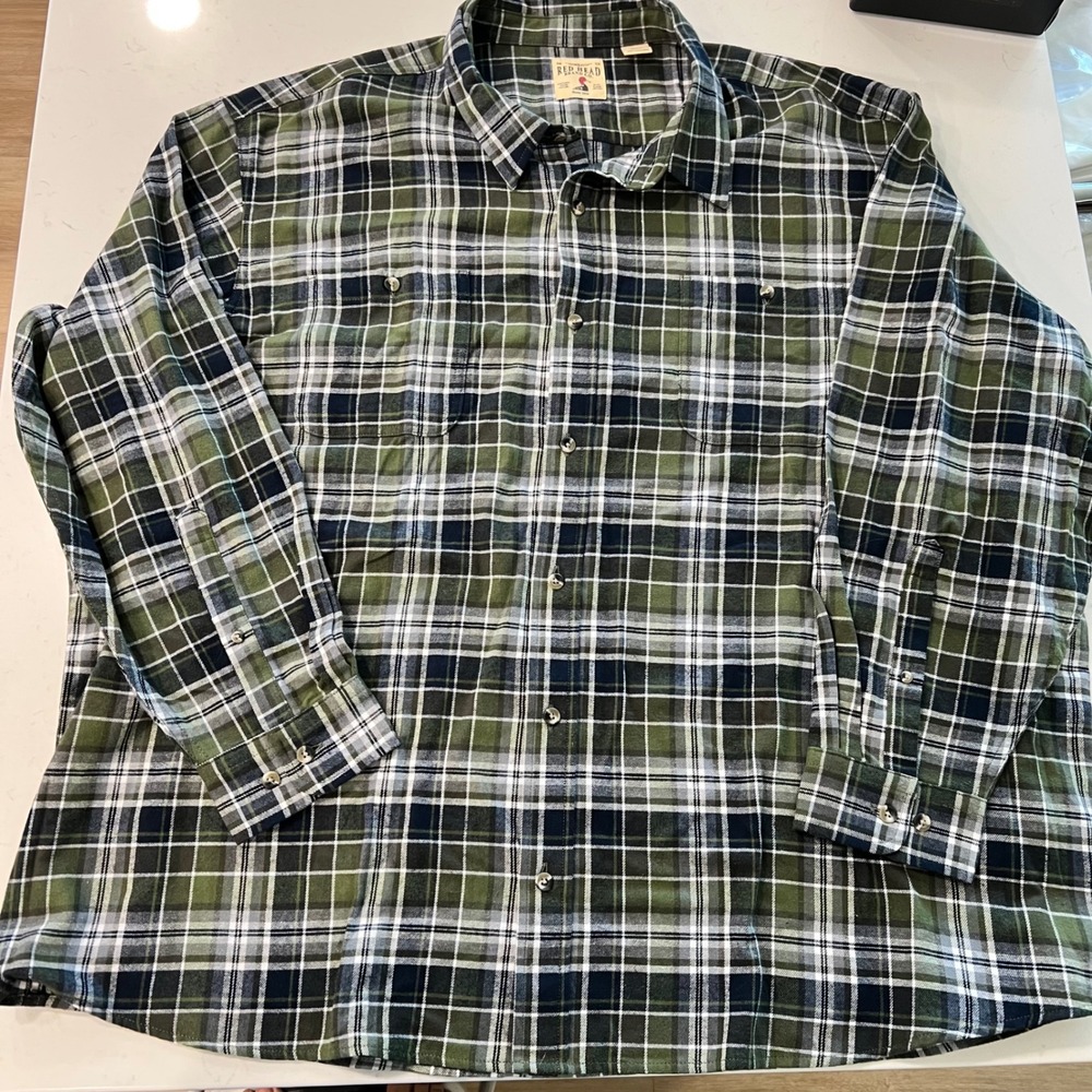 Red Head Mens 5XL Flannel Shirt Plaid Cotton Long Sleeve Button Up
